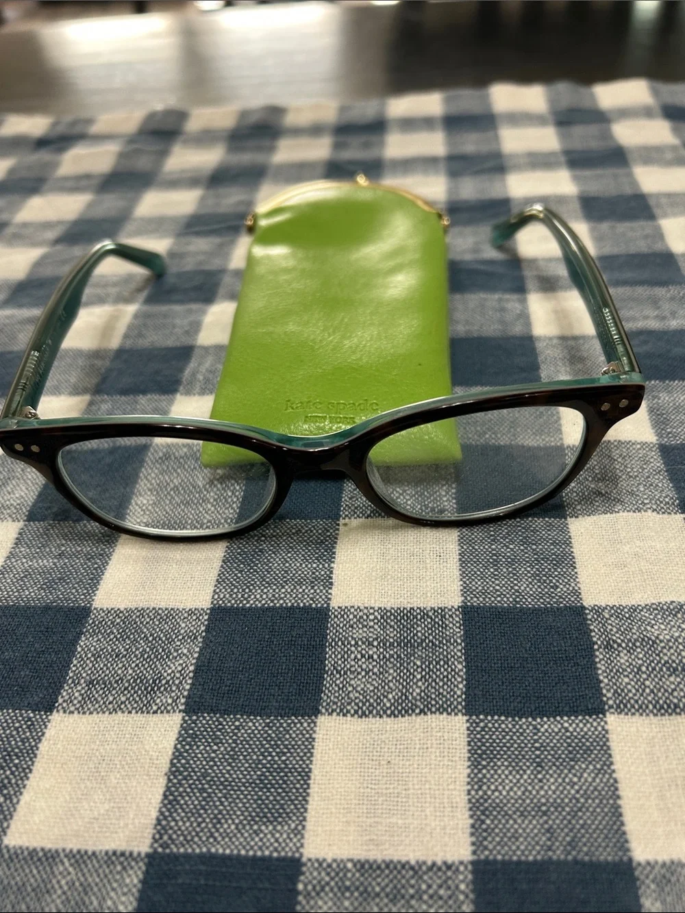 kate spade Kids Lime Green Case with Teal-Blue Frame Glasses